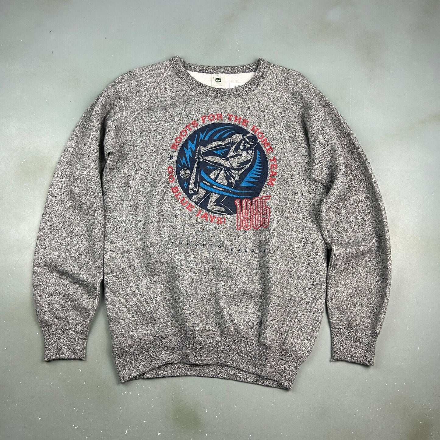 VINTAGE | ROOTS Home Team Toronto Blue Jays Crewneck Sweater sz M Adult