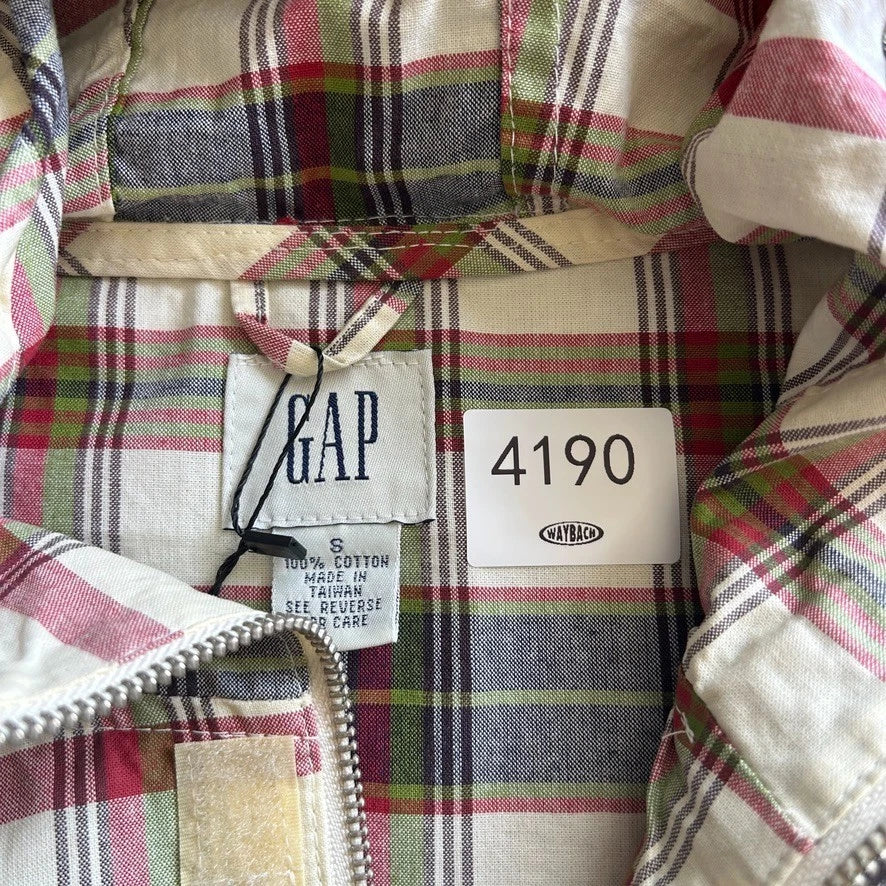 VINTAGE 90s | GAP Plaid Cotton Canvas 1/4 Zip Anorak Jacket sz S/M