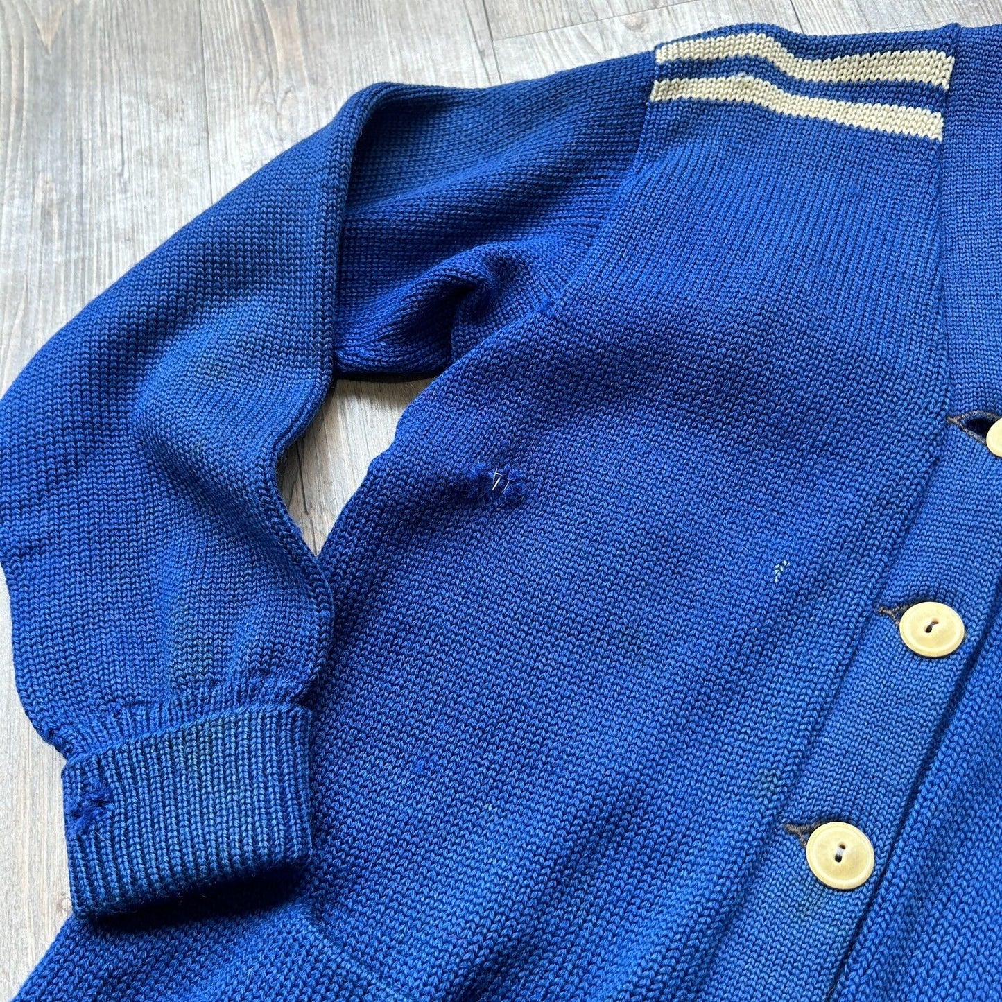 VINTAGE 50s-60 | Englewool Varsity Wool Knit Cardigan Sweater sz S-M Adult