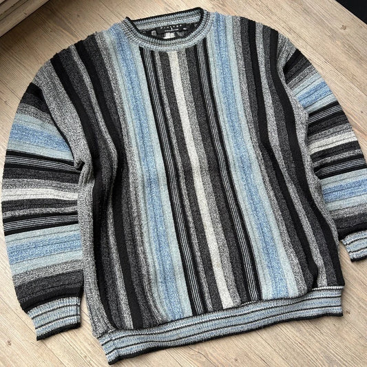 VINTAGE 90s | Protege Vertical Striped Gradient Knit Sweater sz L/XL