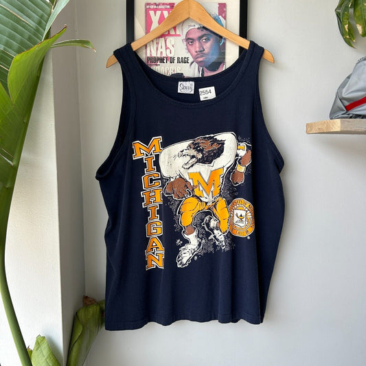 VINTAGE 90s | Michigan Wolverines Football Tank Shirt sz XL