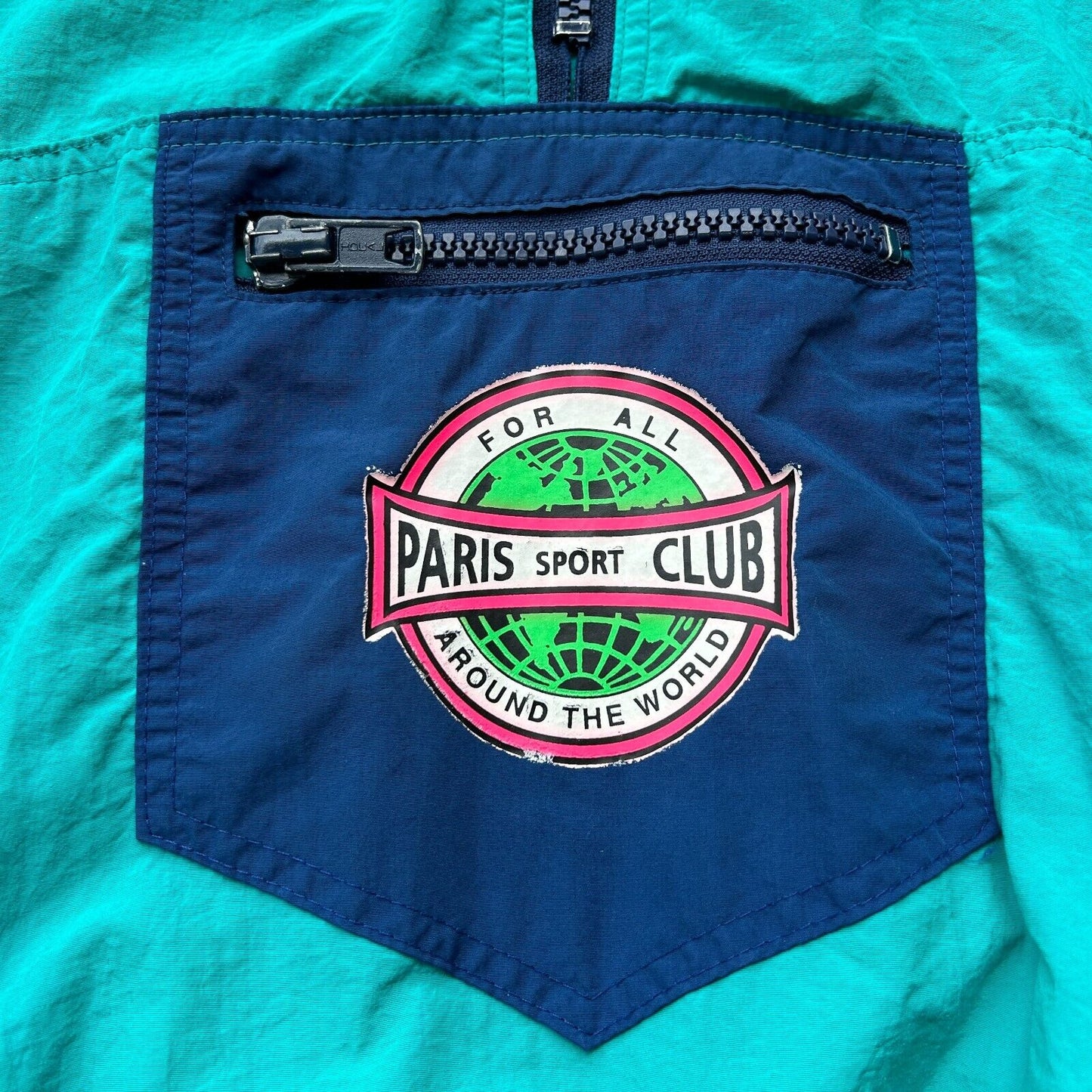 VINTAGE 90s | Paris Sport Club 1/4 Zip Windbreaker Jacket sz M