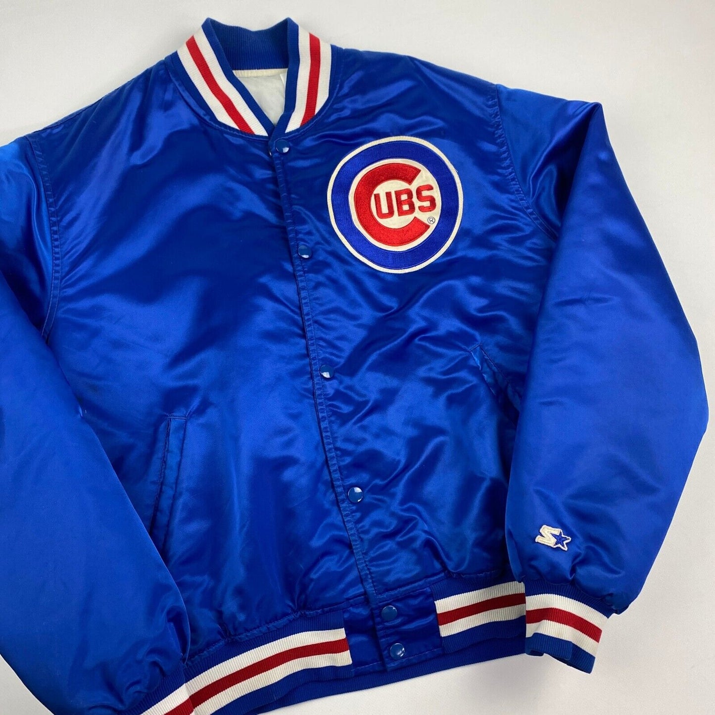 VINTAGE 90s MLB Chicago Cubs Satin Starter Varsity Jacket sz Large Men