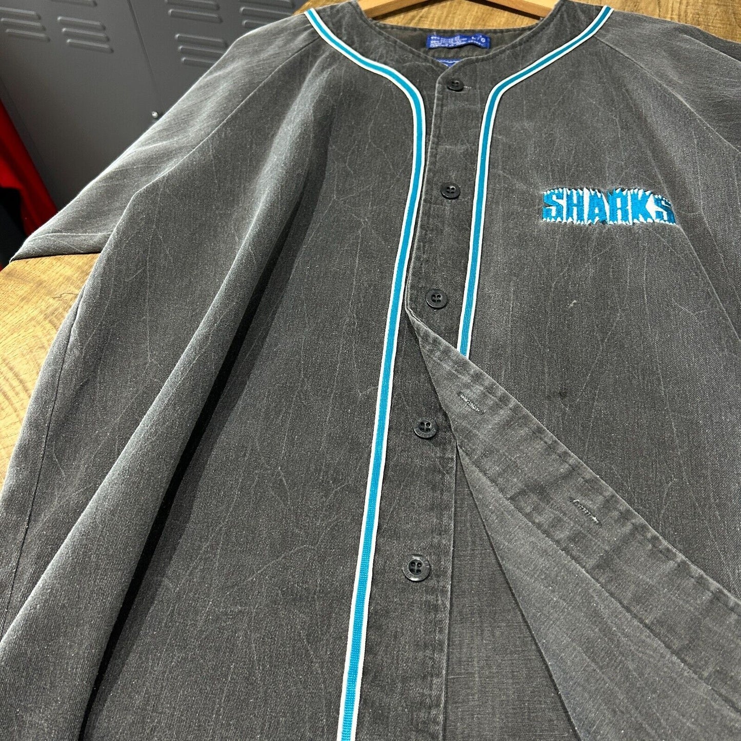 VINTAGE 90s | San Jose Sharks STARTER Baseball Jersey sz L