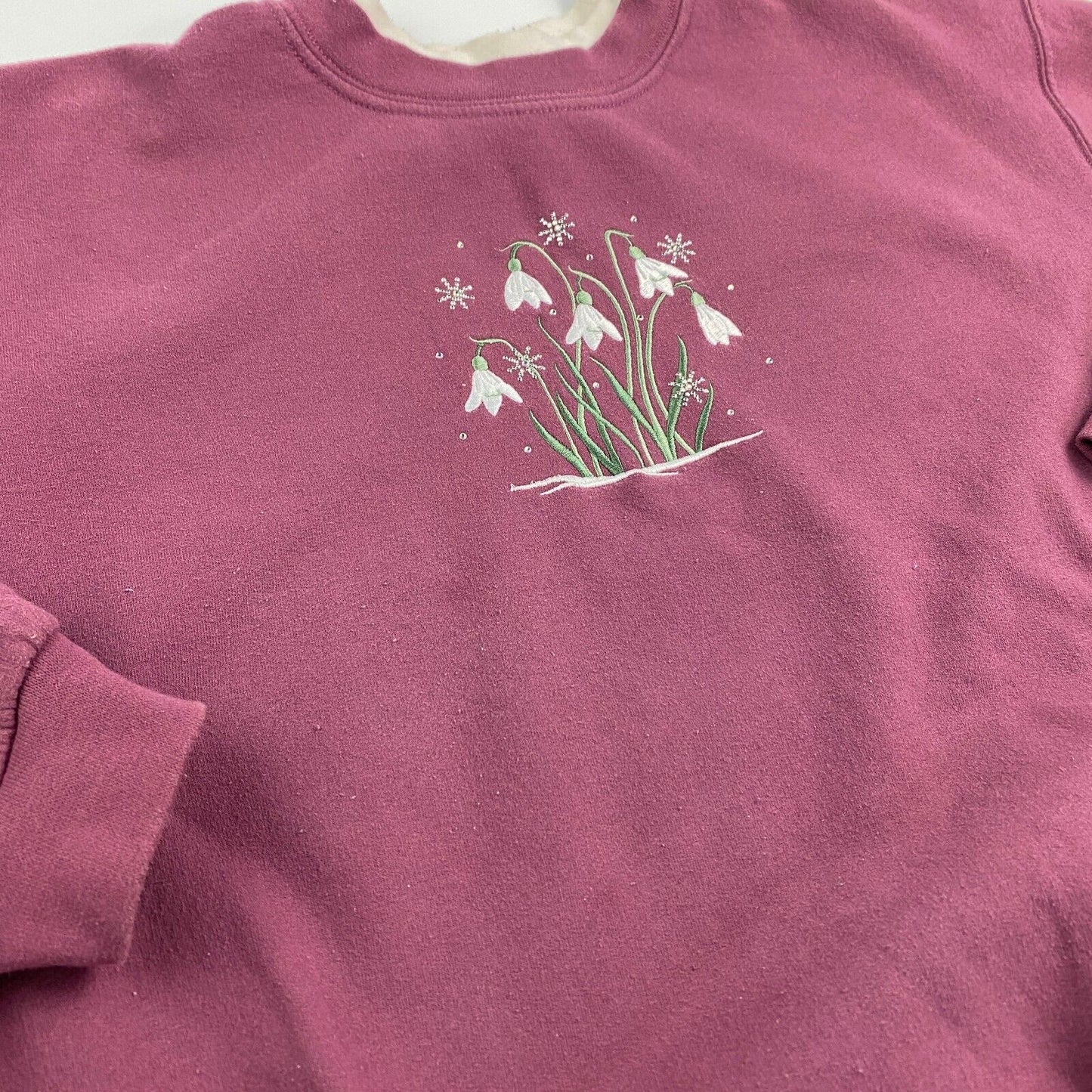 VINTAGE 90s Embroidered Flowers Grandma Crewneck Sweater sz XL Men