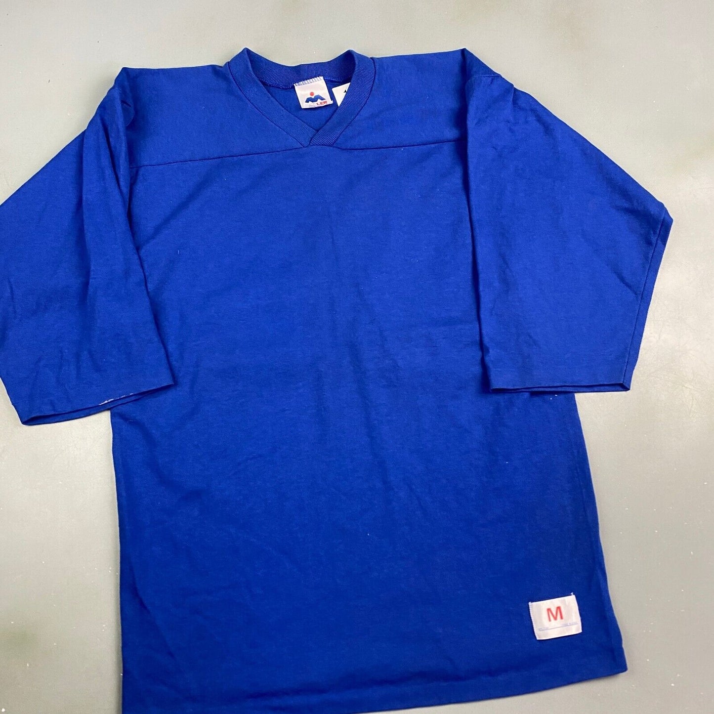 VINTAGE 80s Blank #90 Blue Raglan T-Shirt sz Medium Men Adult