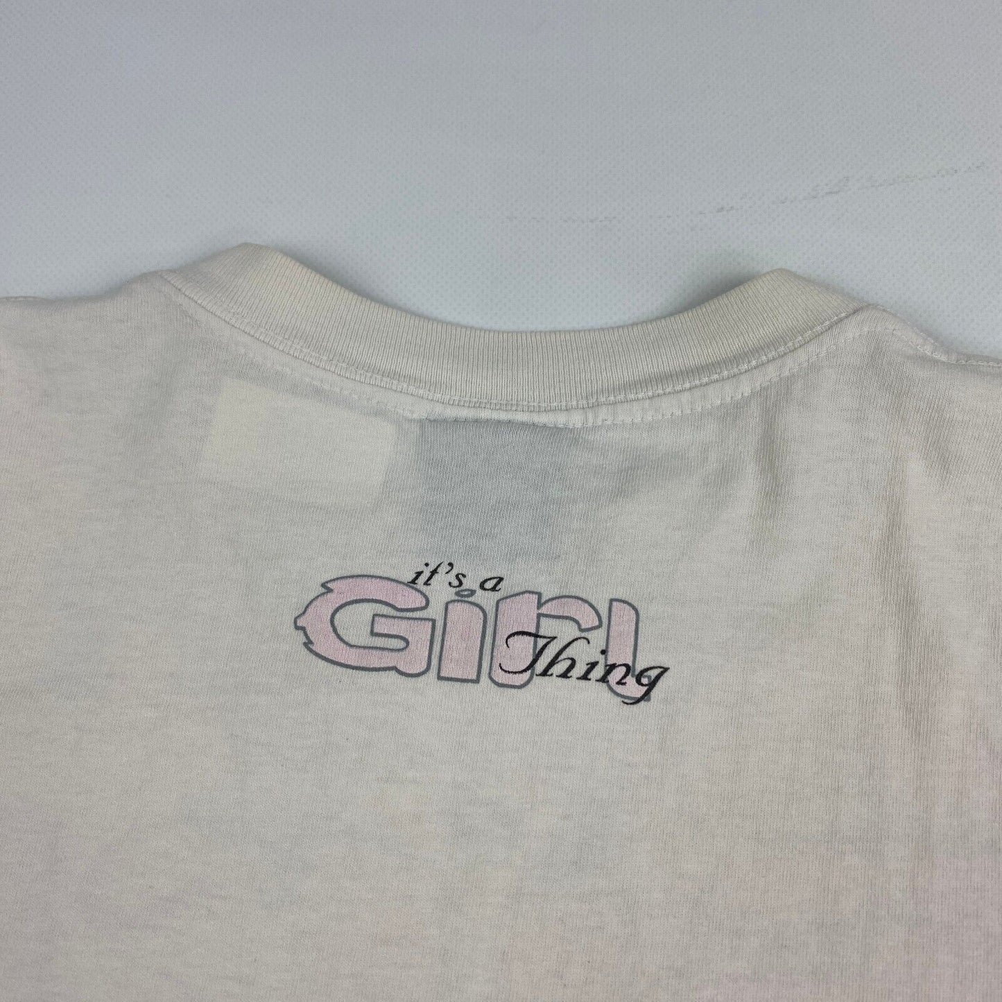 VINTAGE 90s Its A Girl Thing Big Graphic White T-Shirt sz Large Men