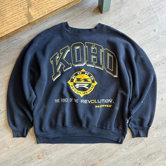 VINTAGE 90s | KOHO Revolution Big Logo Hockey Crew Sweater sz XL