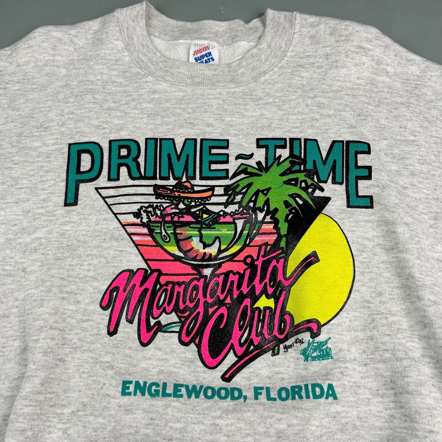 VINTAGE 90s Prime Time Margarita Club Florida Crewneck Sweater sz Large Adult