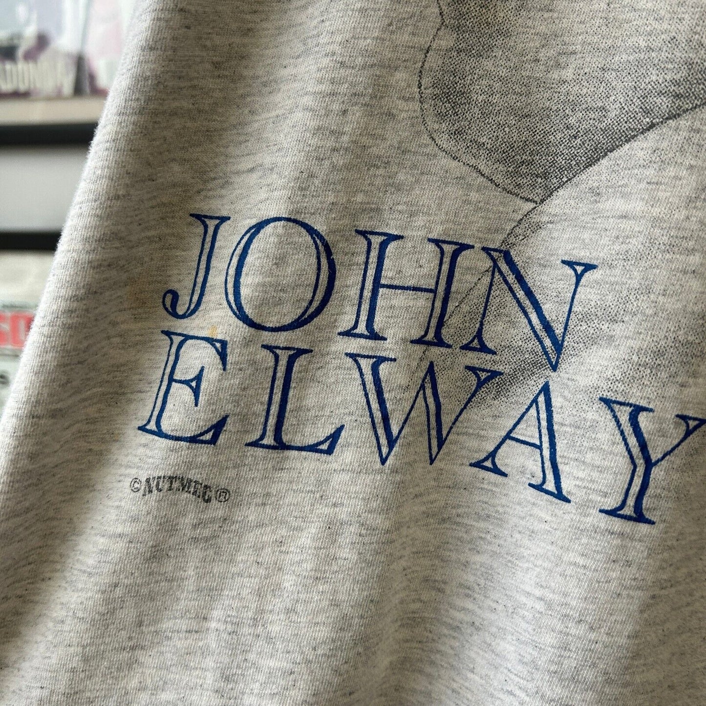 VINTAGE 90s | NFL Denver Broncos John Elway Embroidered Logo T-Shirt sz M Adult