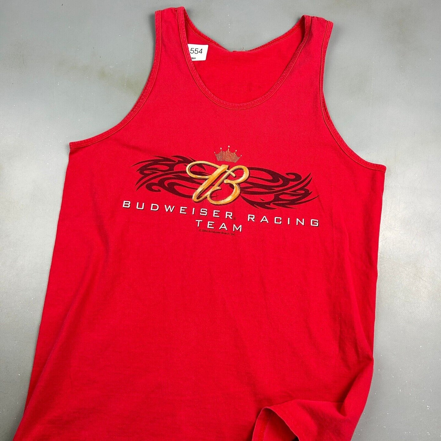 VINTAGE 04' | Budweiser Racing Team Sleeveless Red Tank T-Shirt sz L Men Adult