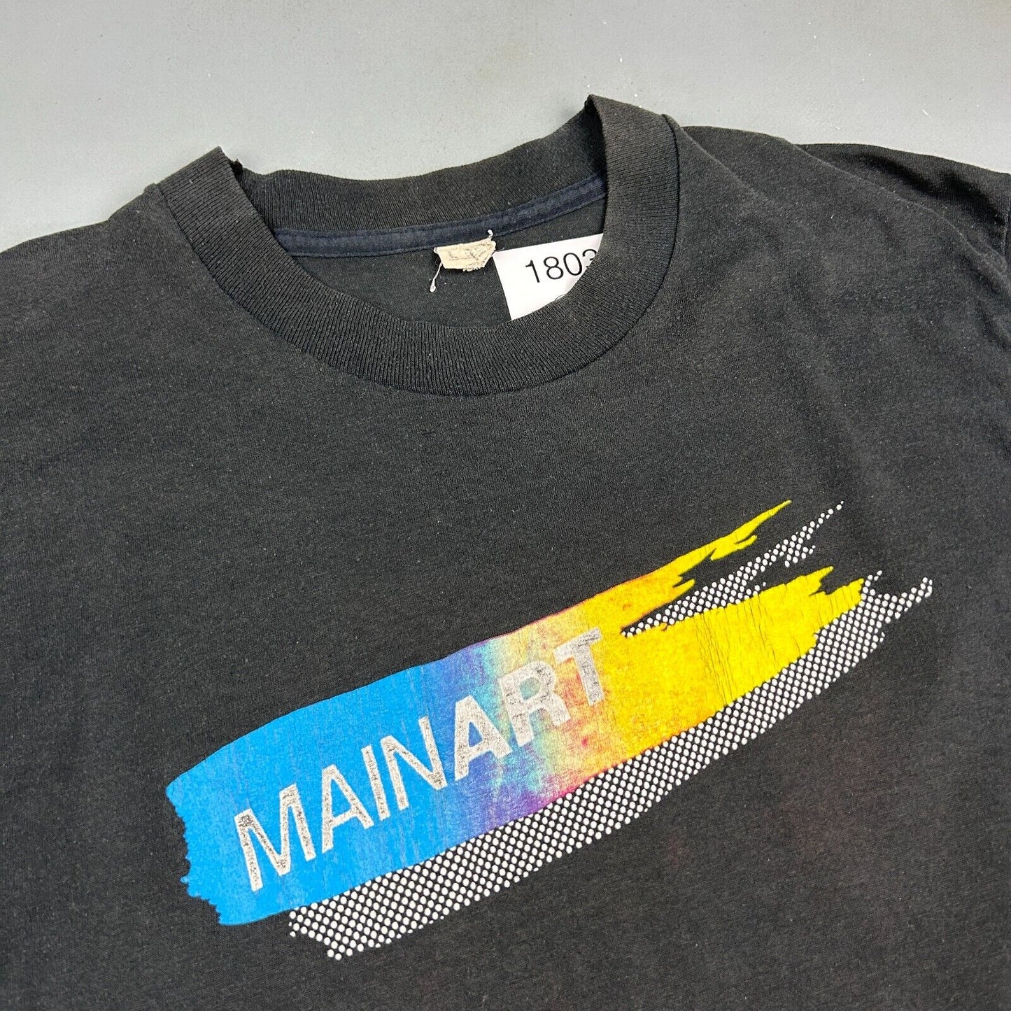 VINTAGE 80s | MainART Black Logo Screen Stars T-Shirt sz M Adult