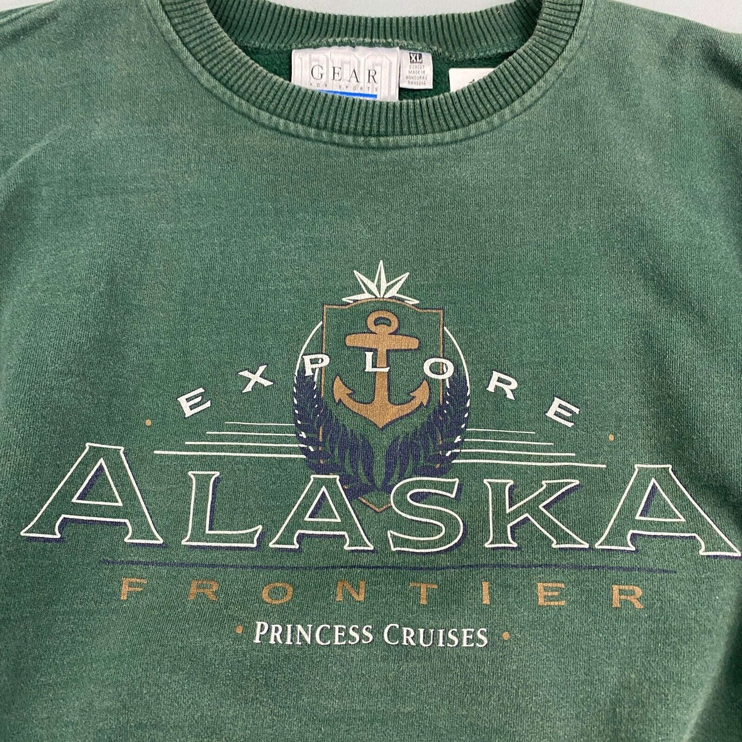 VINTAGE 90s Explore Alaska Heavyweight Green Crewneck Sweater sz XL Men Adult