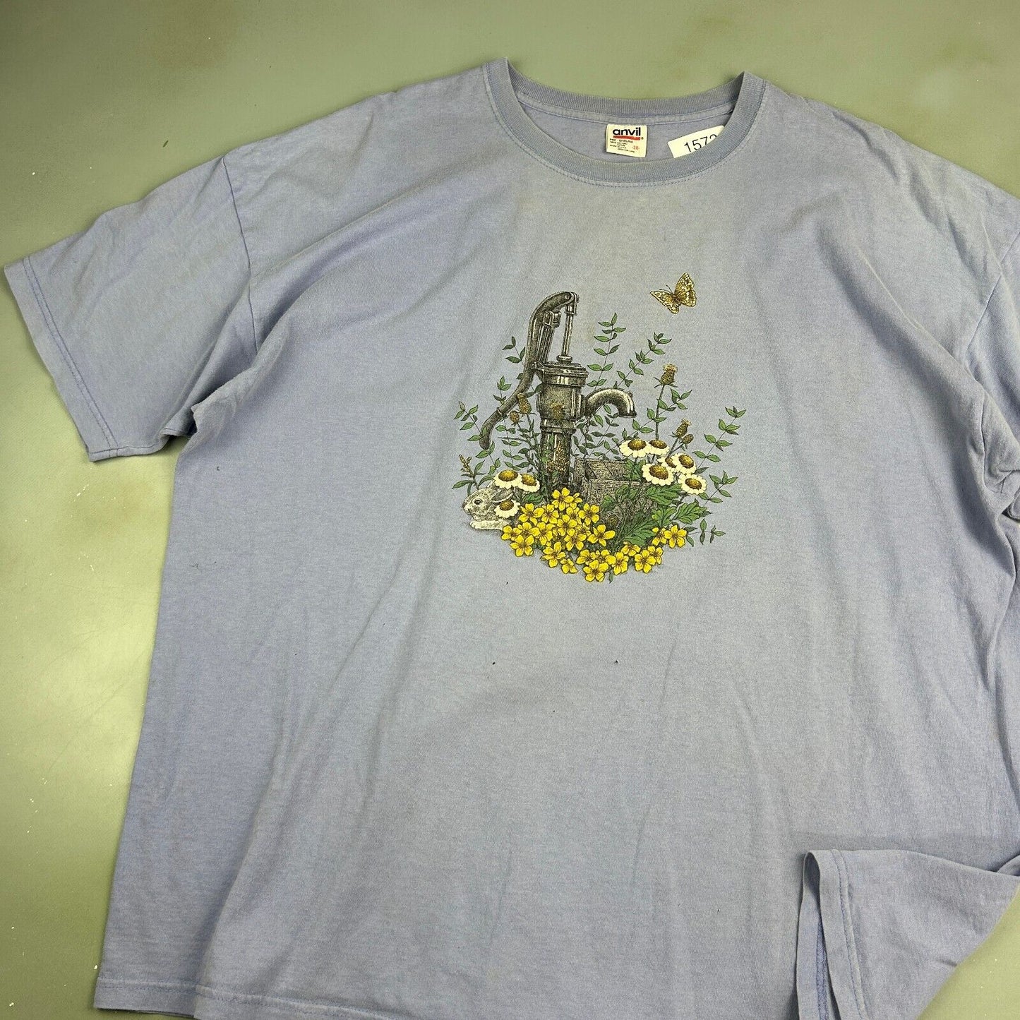 VINTAGE 90s | Water Well Garden Illustration Art T-Shirt sz 3XL Men Adult