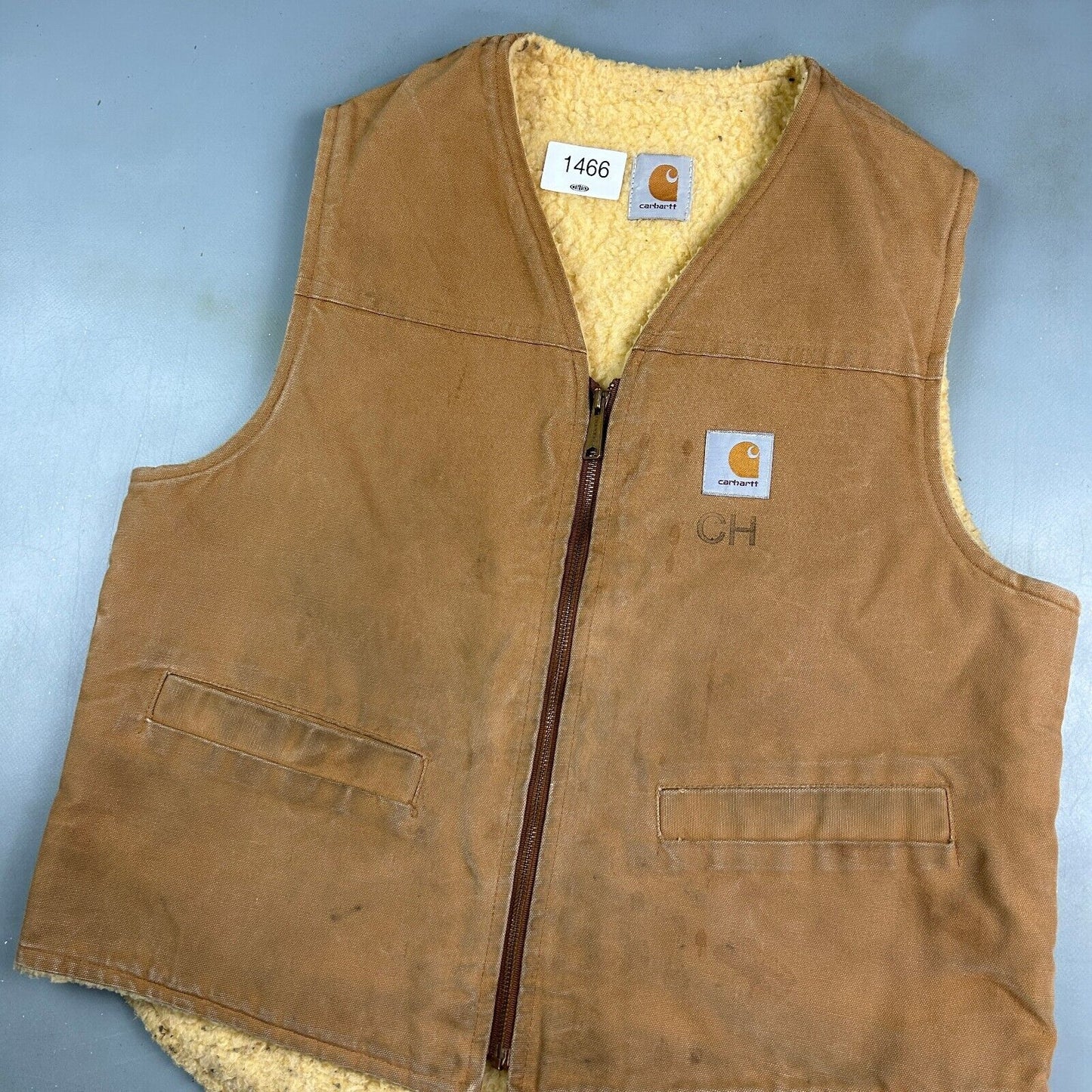 VINTAGE 90s Carhartt Sherpa Lined Vest Jacket sz Large Men Adult MadeinUSA