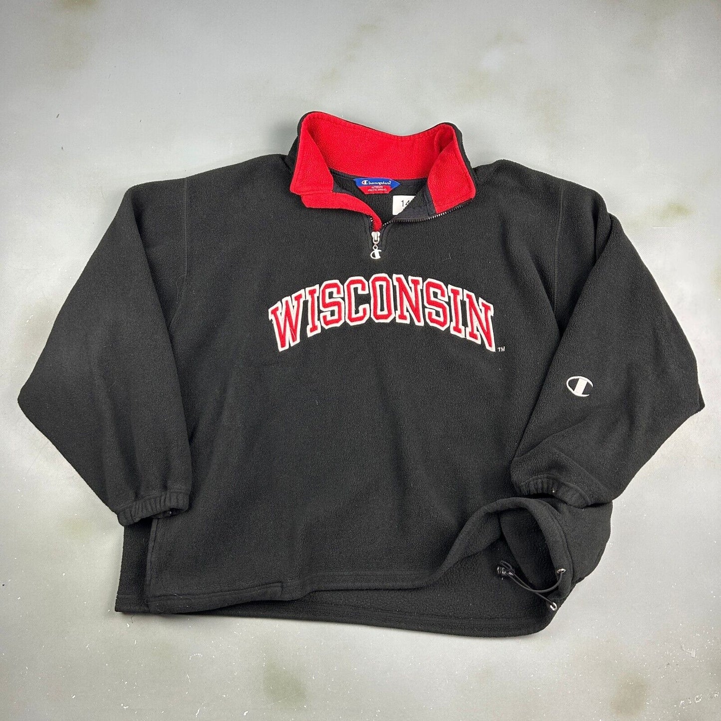 VINTAGE Wisconsin 1/4 Zip Champion Fleece Sweater sz XL/XXL Adult