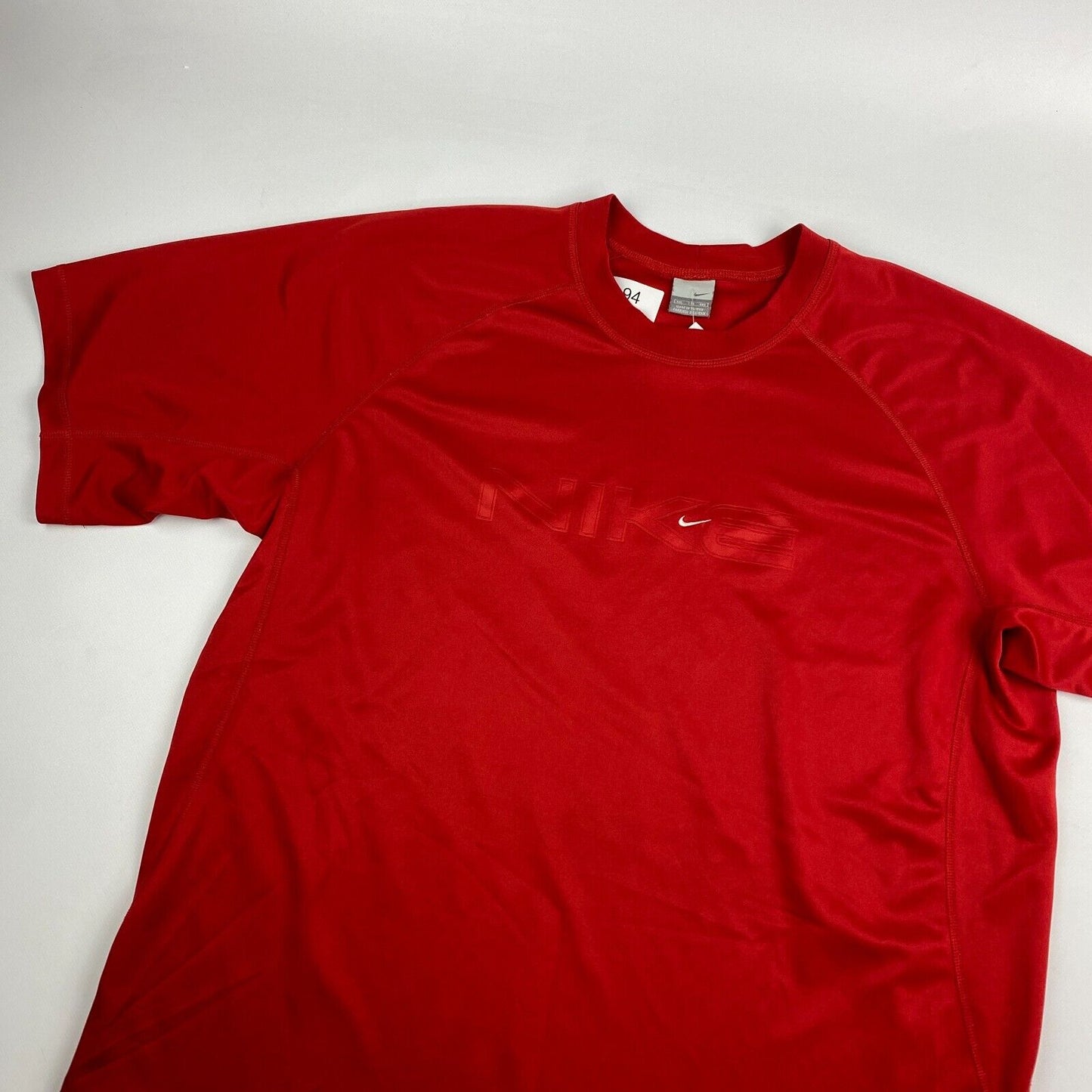 VINTAGE Nike Sm Swoosh Embroidered Red Jersey Performance T-Shirt sz XXL Mens