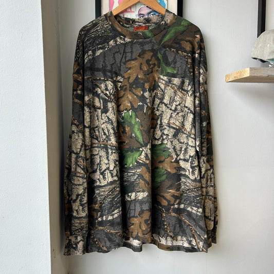 VINTAGE | Tree Bark Camo Long Sleeve T-Shirt sz XXL