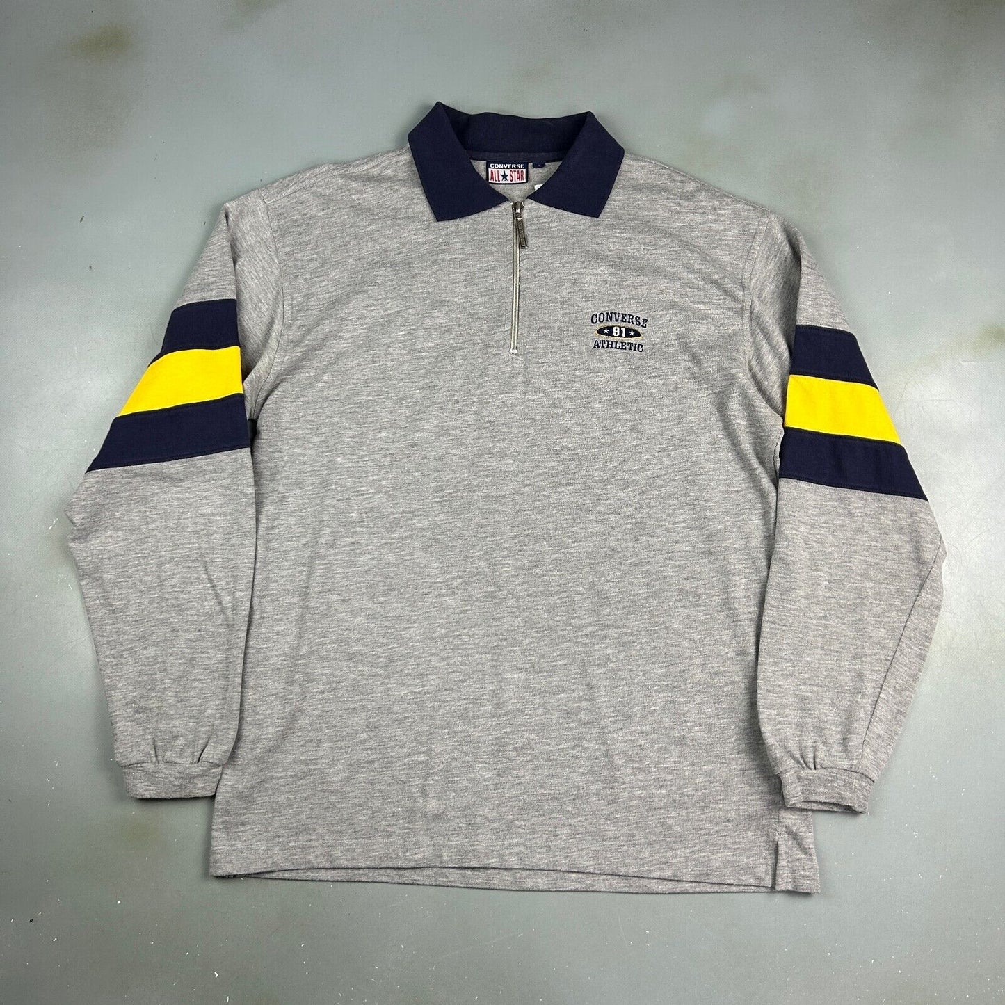 VINTAGE Converse All Star 1/4 Zip Polo Rugby Shirt sz Large Adult