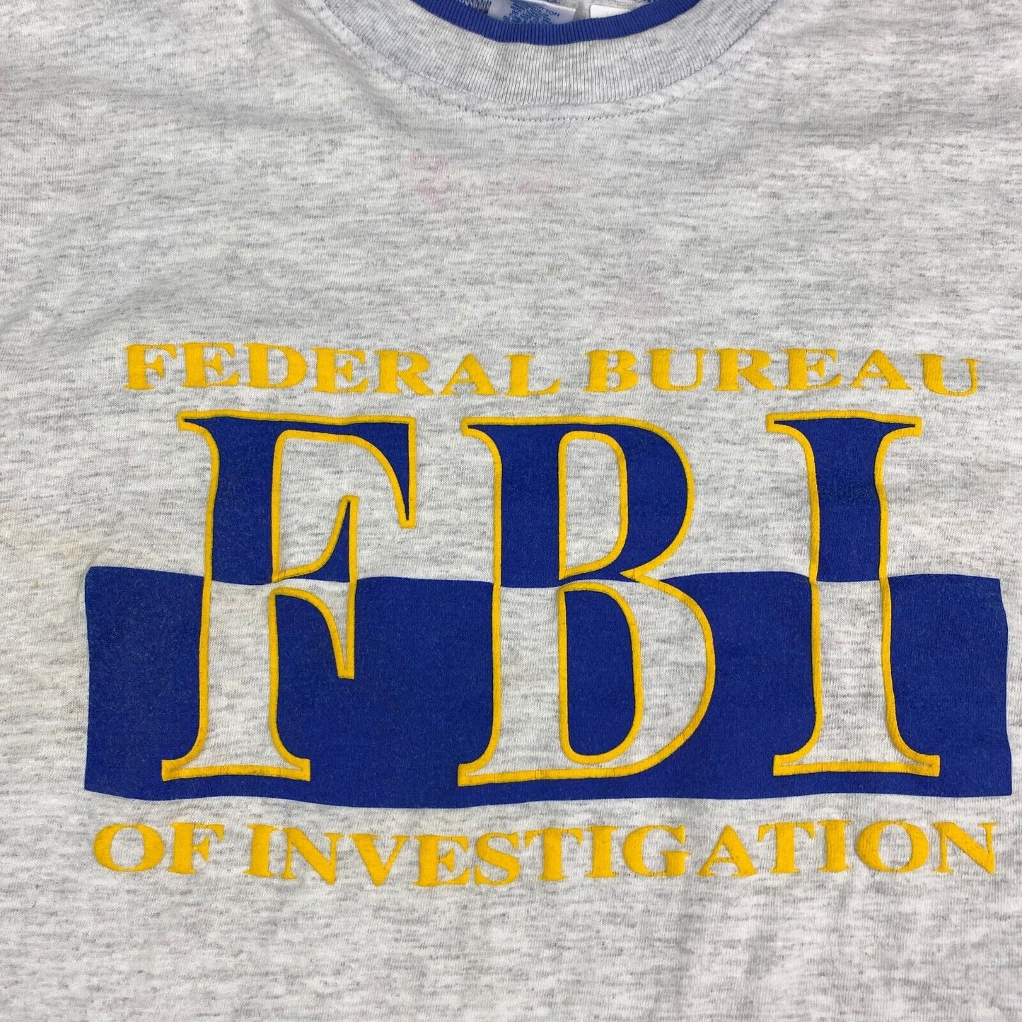 VINTAGE FEDERAL Bureau Of Investigation Grey T-Shirt sz Large Adult