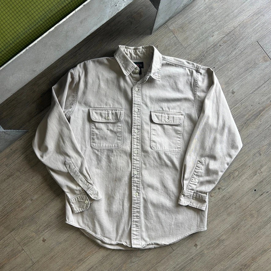 1990s J.CREW | Vintage Tan USA Made Button Down Shirt sz L