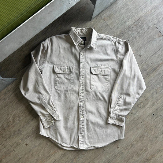 1990s J.CREW | Vintage Tan USA Made Button Down Shirt sz L