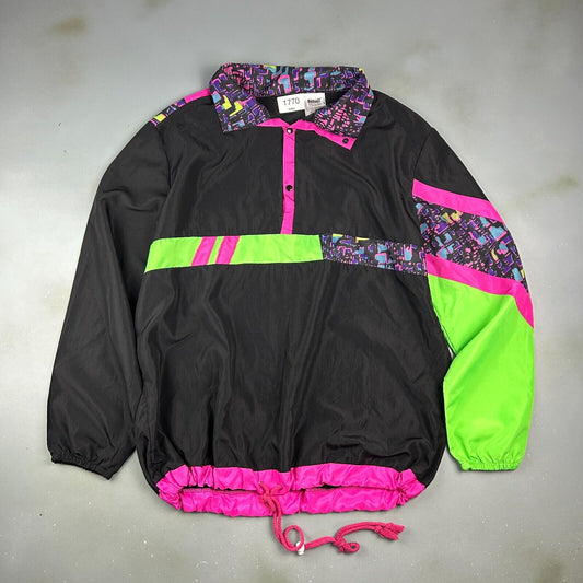 VINTAGE 90s | Spirit Snap T Collared Retro Windbreaker Jacket sz L-XL Adult
