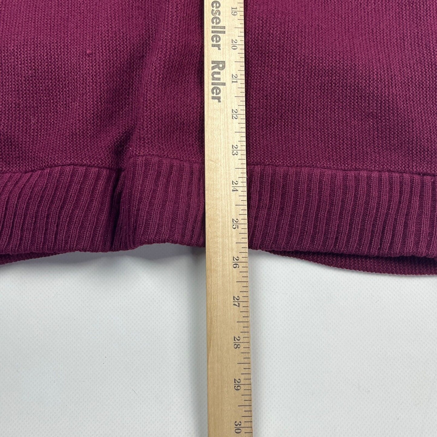 VINTAGE 90s Blank Maroon Knit Cardigan Sweater sz Medium Men