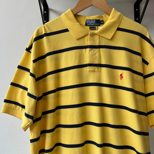 VINTAGE Y2k | Ralph Lauren Sm Pony Bumblebee Striped Polo Shirt sz 2XL
