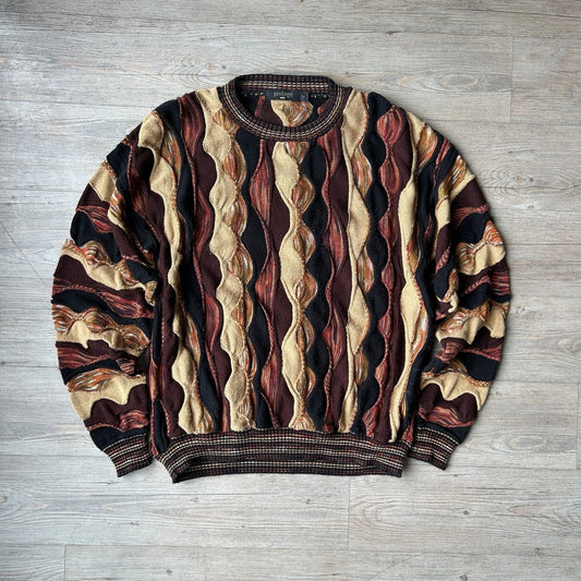 VINTAGE | 3D Textured Coogie Style Protege Knit Sweater sz M