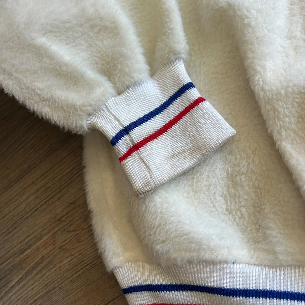 VINTAGE 1960s | Wilson Sports Apparel Cream Fleece Varsity Bomber Jacket sz 40 L