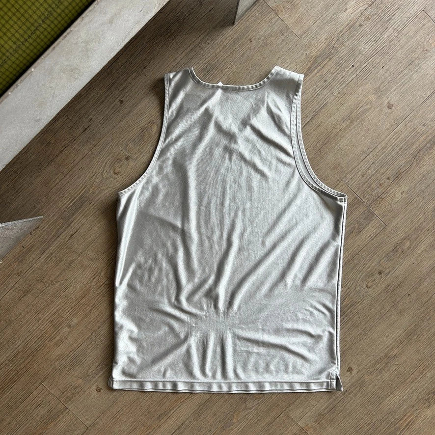 1990s | NIKE Mid Swoosh Silver Sleeveless Jersey Shirt sz L