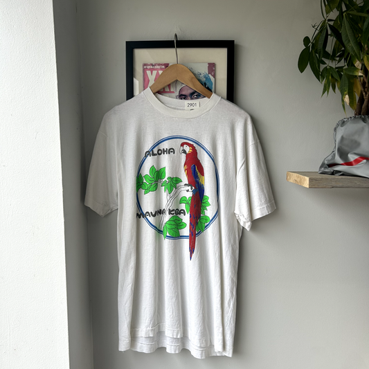 VINTAGE 1990s | Aloha Parrot Souvenir Graphic Sz Adult M-L Single Stitch