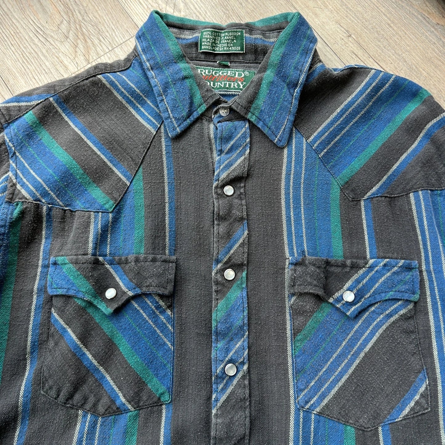 VINTAGE | Rugged Country Cotton YarnDyed Flannel Button Down Shirt sz L