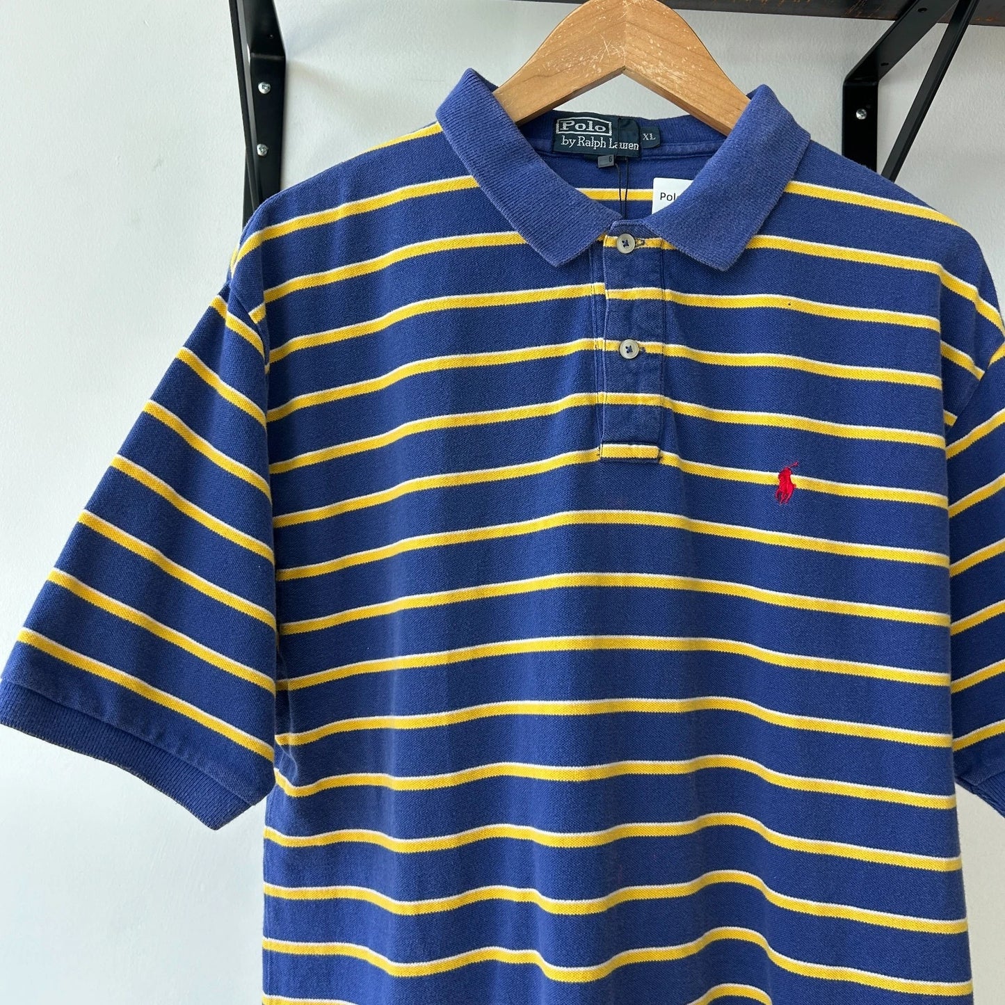 VINTAGE Y2k | Ralph Lauren Sm Pony Electric Blue Striped Polo Shirt sz L/XL
