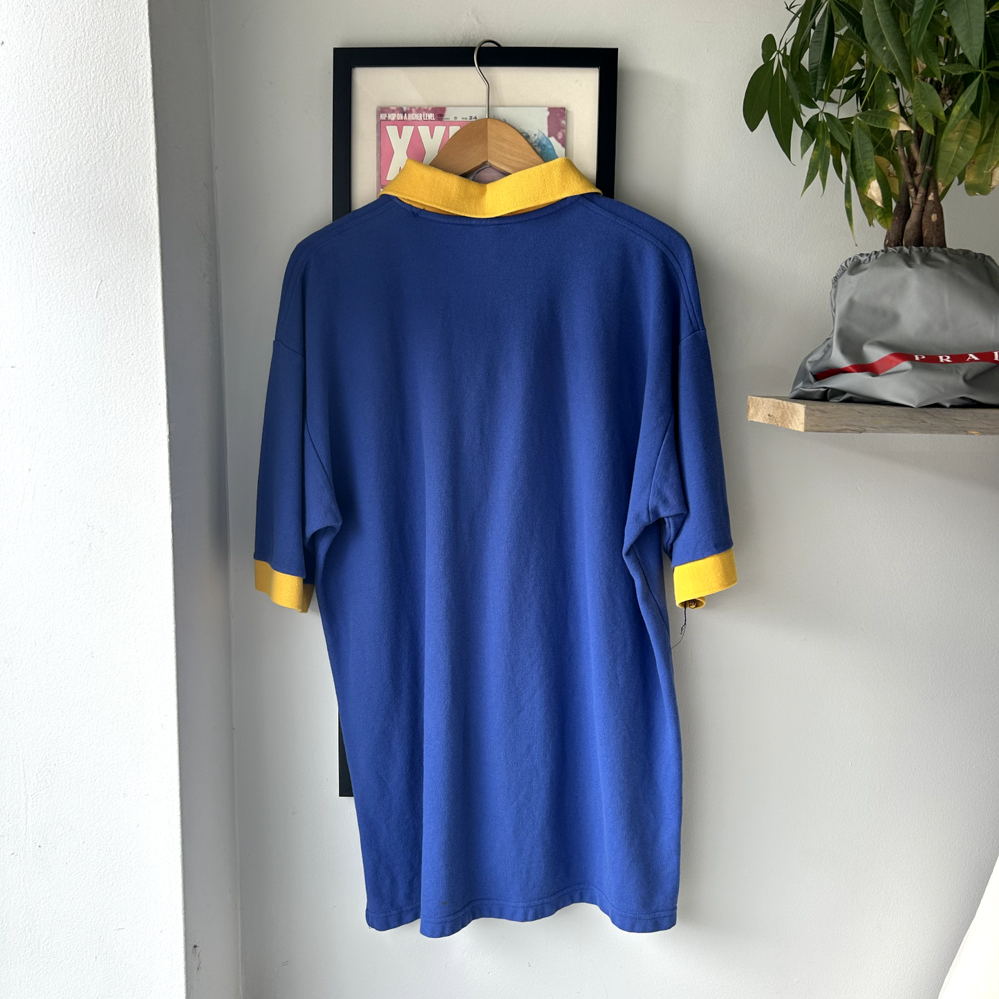 VINTAGE 1990s Cottontex Blaknk Blue & Yellow Polo Shirt sz XXL Adult