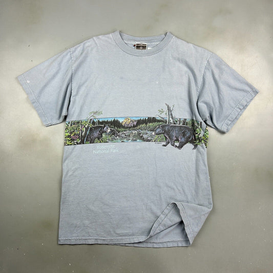 VINTAGE 90s | Yosemite Park Habitat Wrap Print Nature T-Shirt sz M Adult