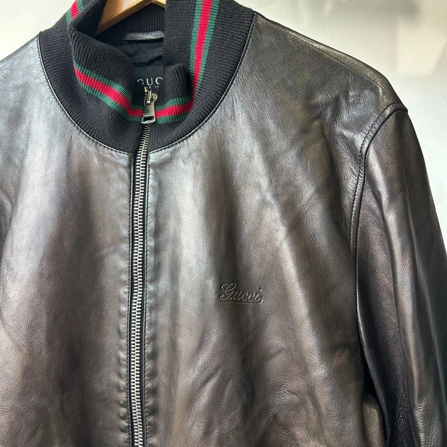 GUCCI by Tom Ford | Web Line Vintage Leather Jacket sz 56