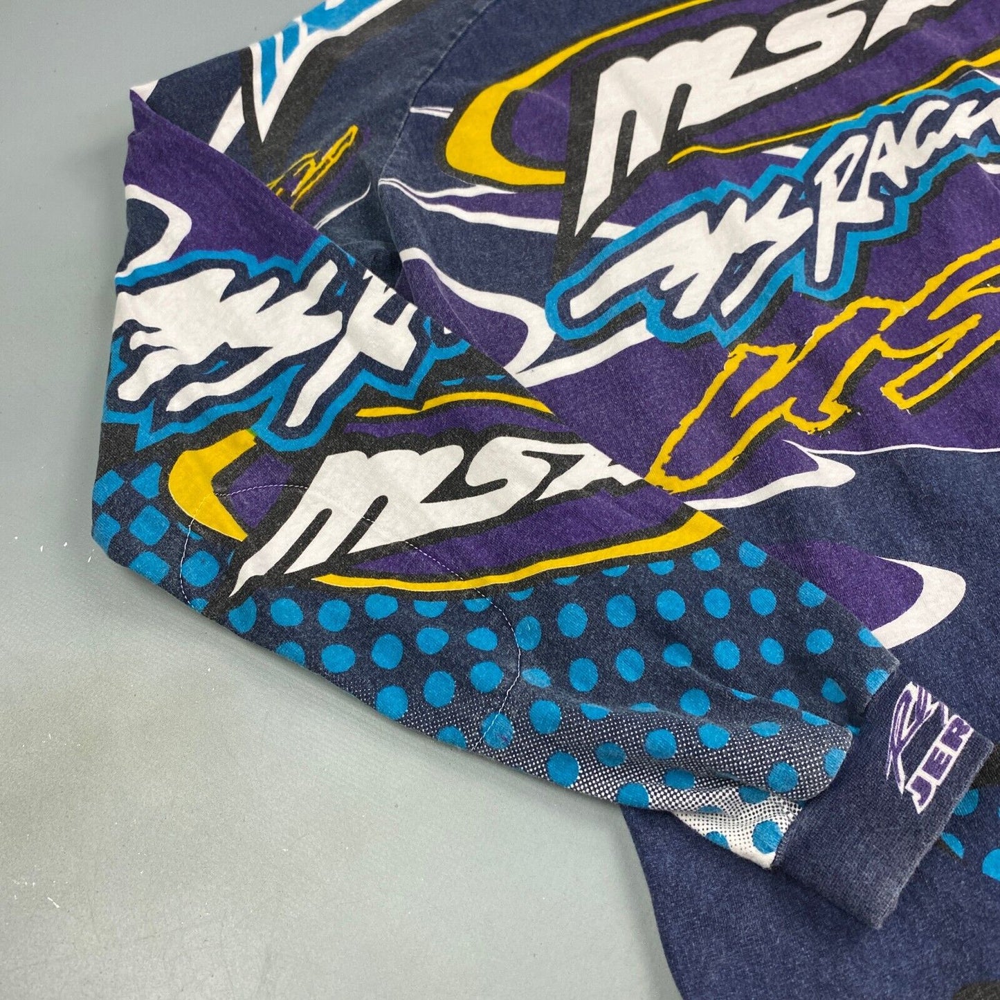 VINTAGE 90s MSR Racing All Over Print Moto Long Sleeve Jersey T-Shirt sz L Adult