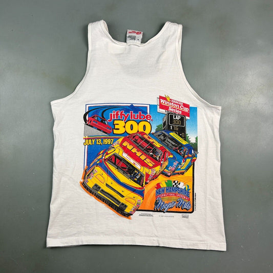 VINTAGE 90s | Jiffy Lube 300 Racing Sleeveless Tank T-Shirt sz M Adult