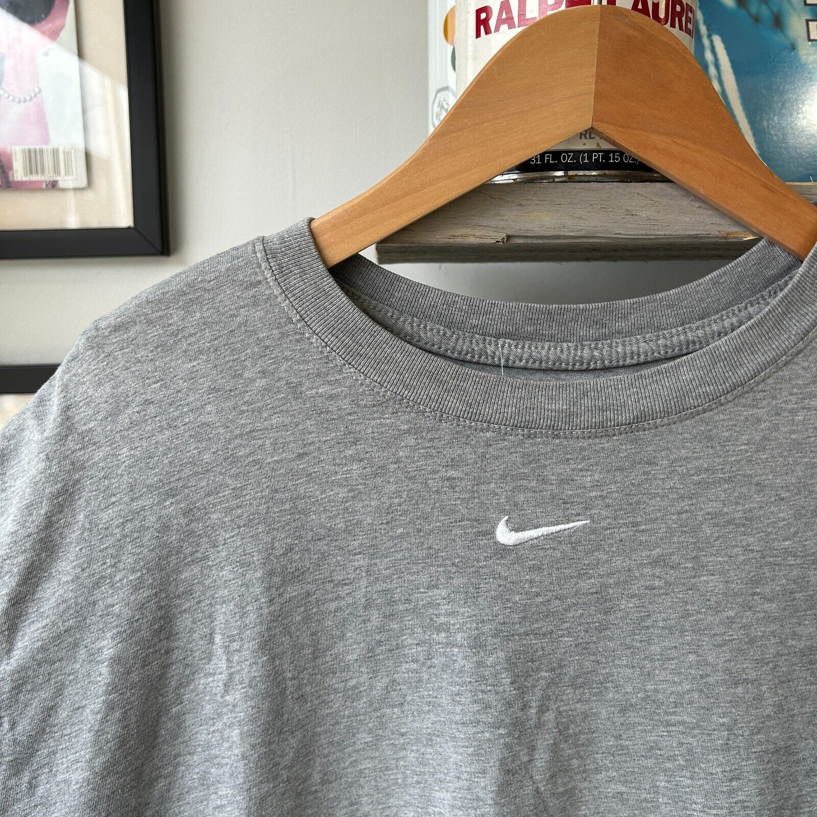 VINTAGE NIKE Mid Swoosh Embroidered Logo T-Shirt sz L Adult