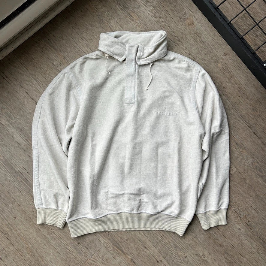VINTAGE | 1987 S/S Stone Island 1/4 Zip Hooded Sweater sz XL