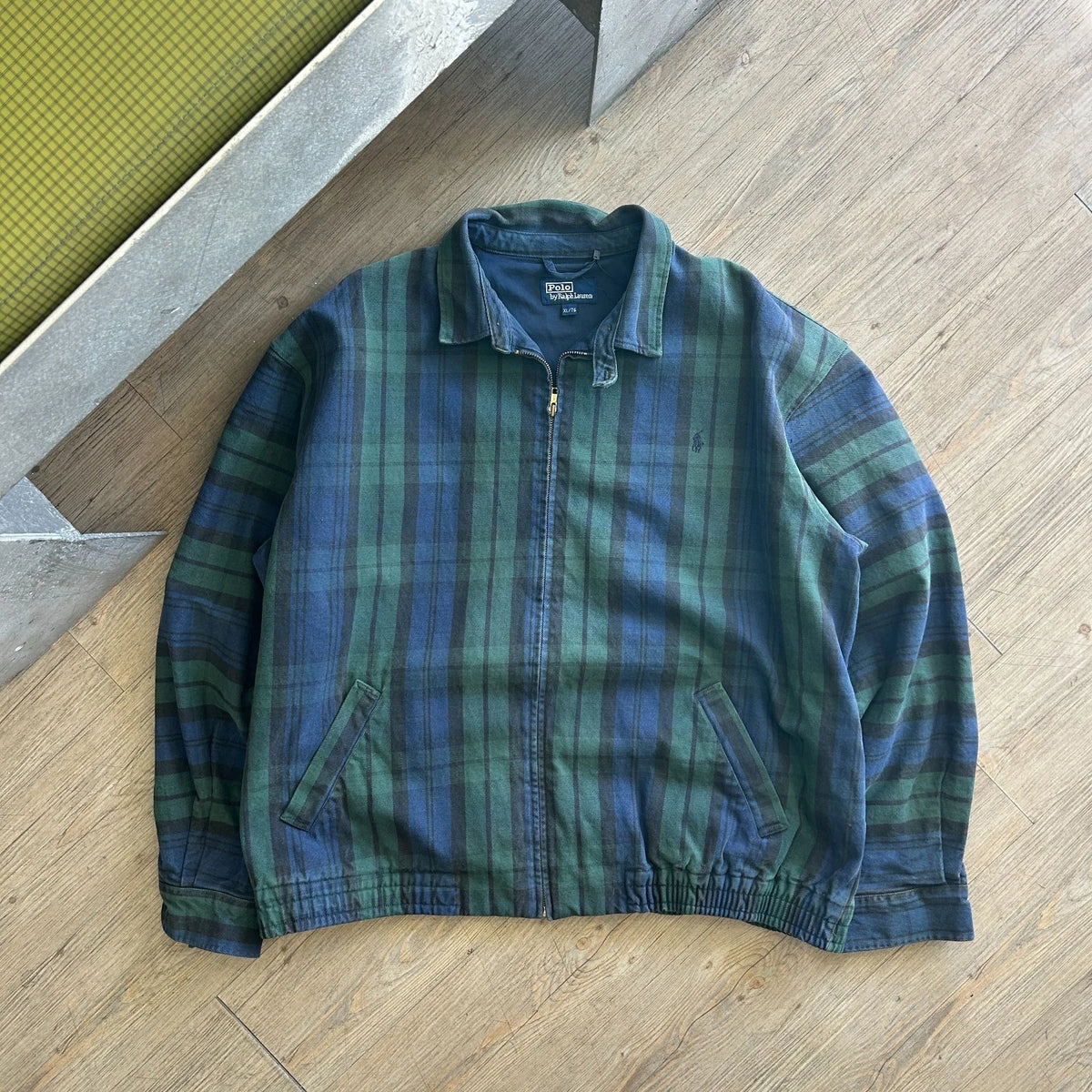 POLO by Ralph Lauren | 1990s Black Watch Plaid Harrington Jacket sz XL