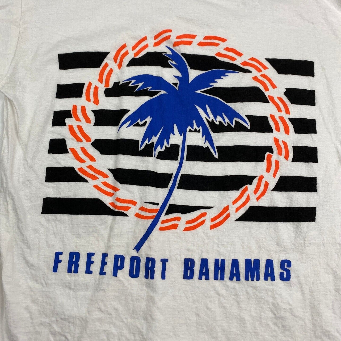 VINTAGE 90s Freeport Bahamas White T-Shirt sz Large Men