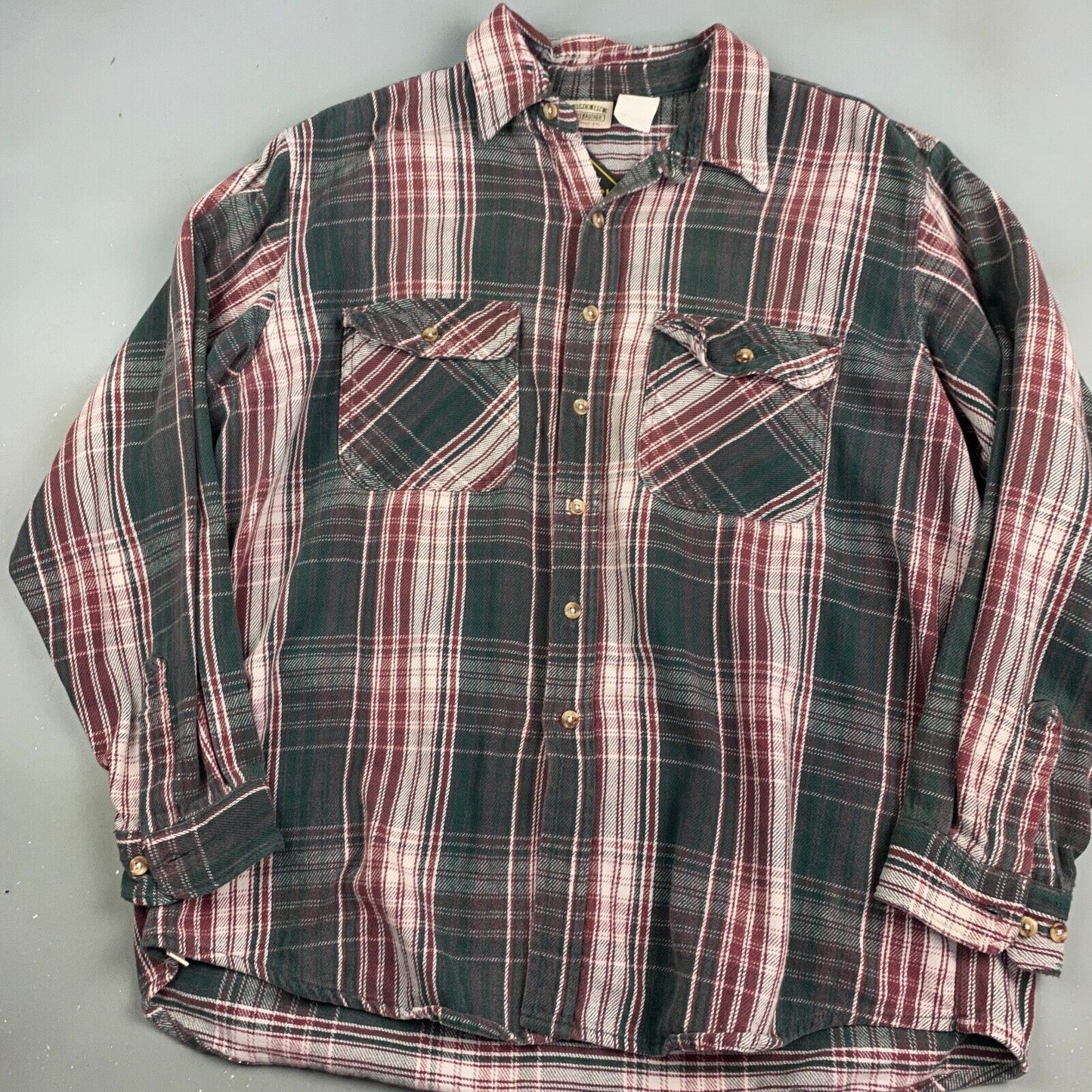 VINTAGE FiveBrother Plaid Flannel Button Up Shirt sz 2XL Tall Adult