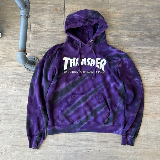 VINTAGE | Thrasher Magazine Purple Tye Dye Hoodie Sweater sz M