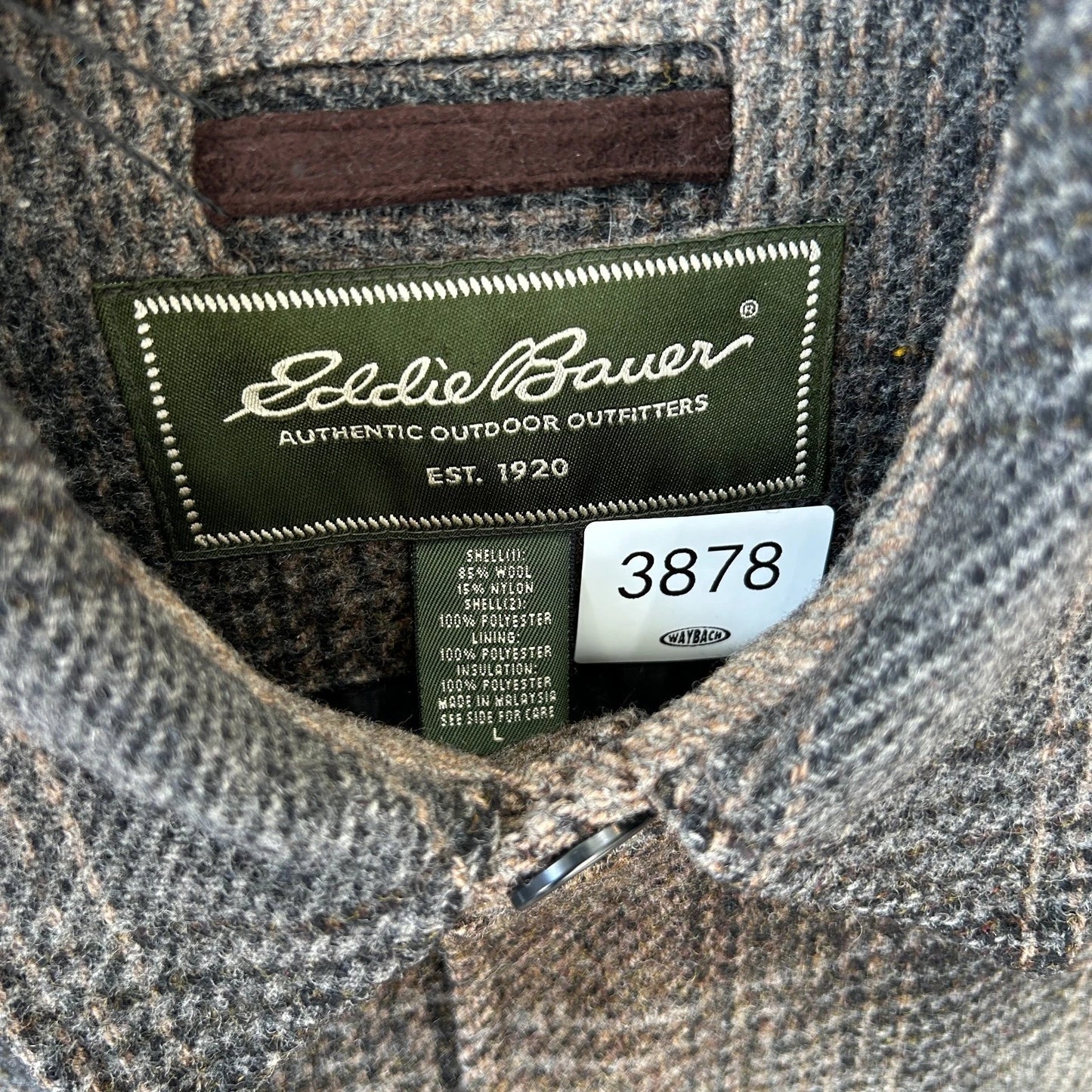 VINTAGE | Eddie Bauer Ombre Shadow Plaid Wool Nylon Field Jacket sz L