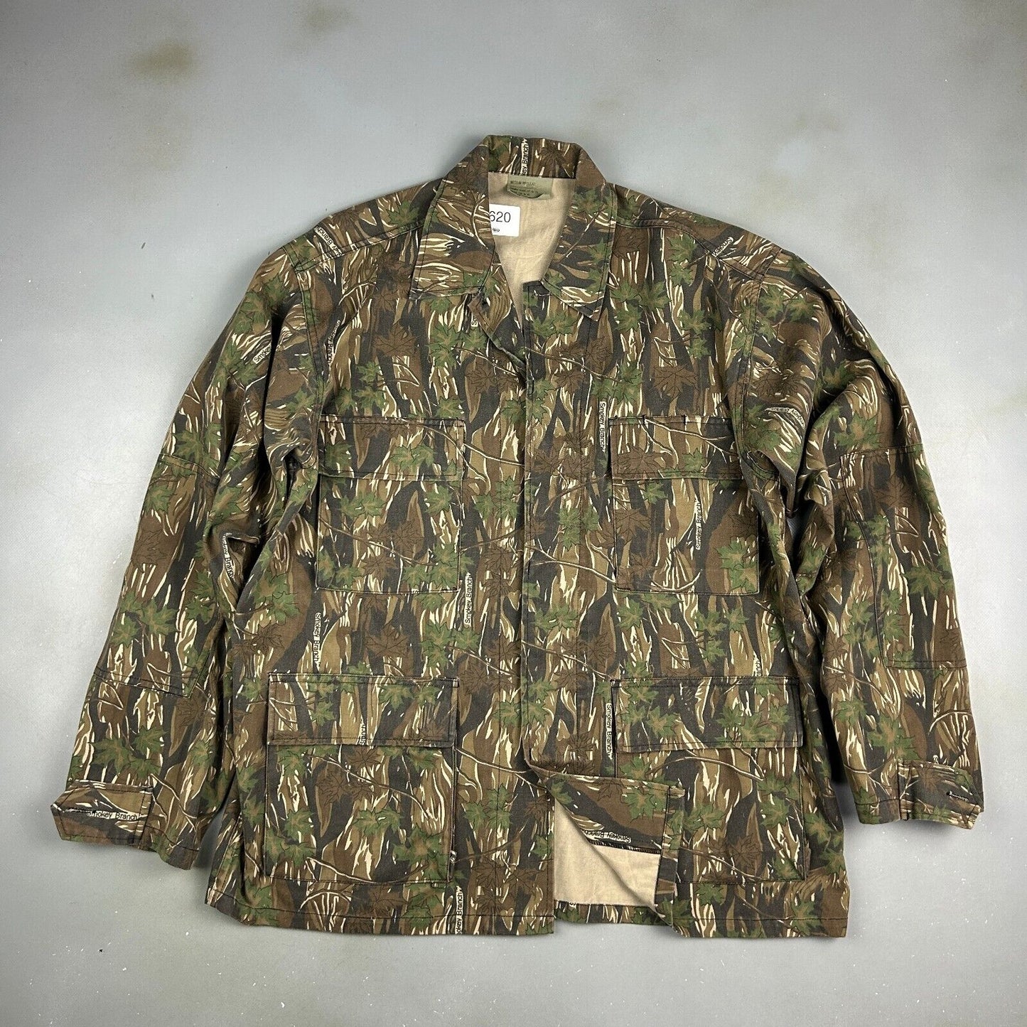 VINTAGE 90s | Military Smokey Branch Camo Chore Work Jacket sz M-Reg Adult