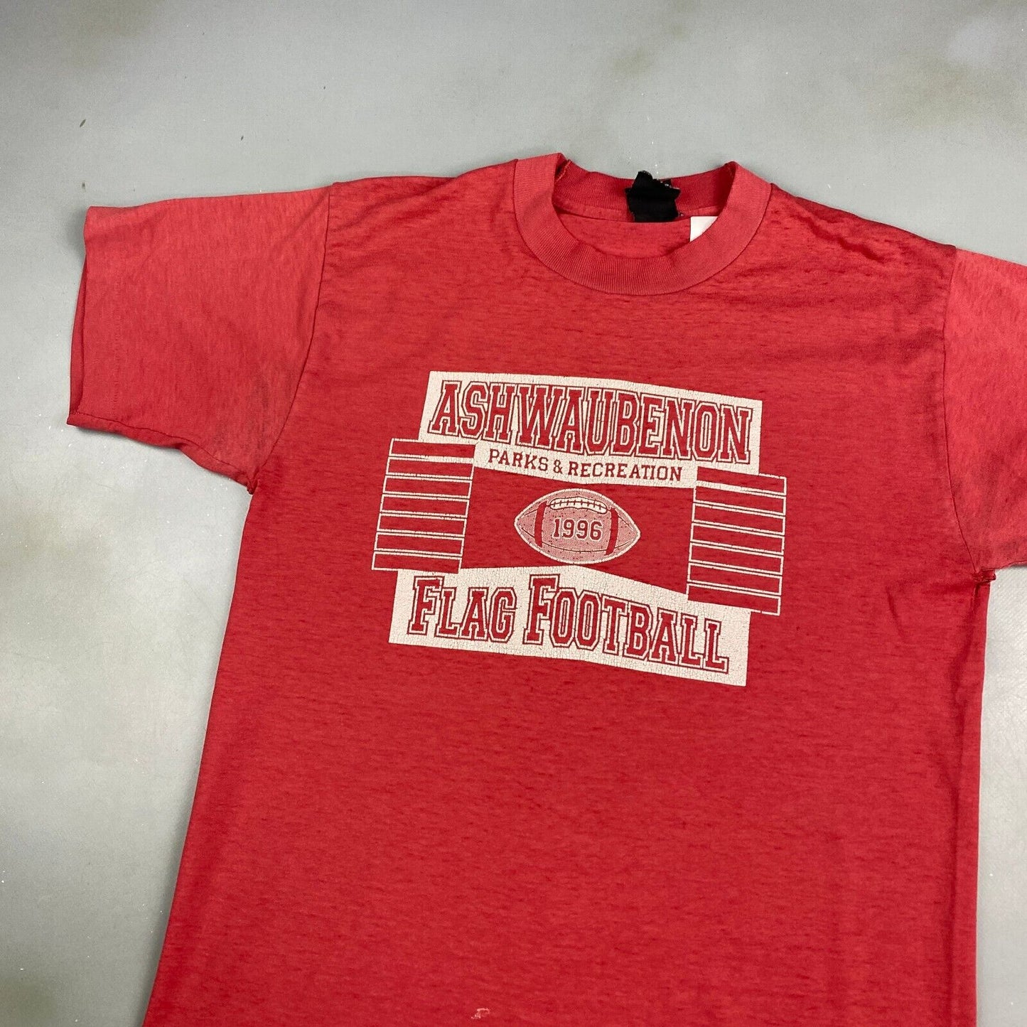 VINTAGE 90s Ashwaubenon Flag Football T-Shirt sz Medium Men Adult