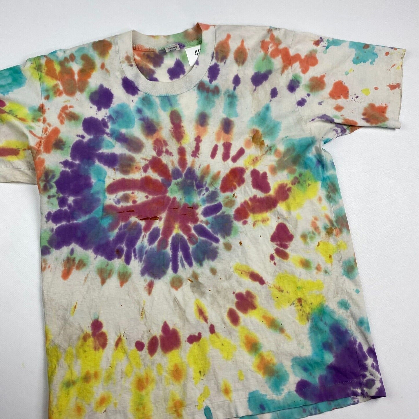 VINTAGE 90s Tye Dye Print Blank Single Stitch T-Shirt sz Medium Men